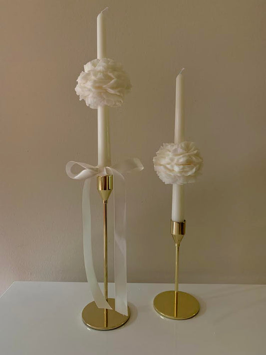 Peony Flower Taper Candle